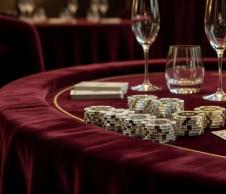 Detal luksusowej dekoracji eventowej z eleganckim światłem i stołem do pokera