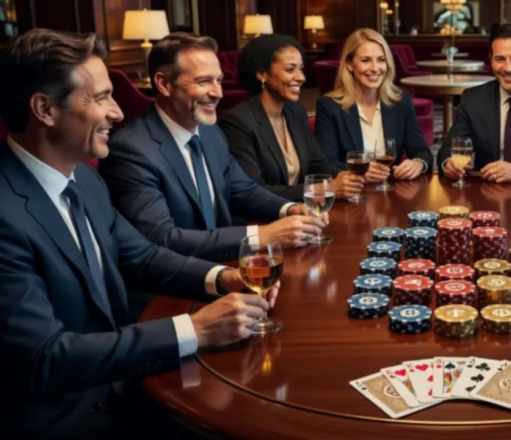 Zespół podczas eleganckiego wieczoru pokerowego w formule integracyjnej